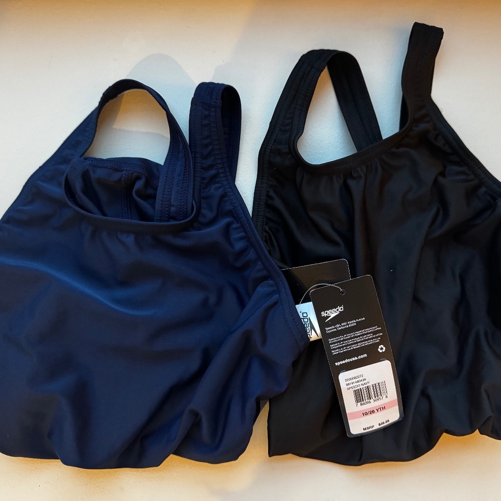 Speedo girls 1 piece swimsuits, navy and black, size 10/26 youth